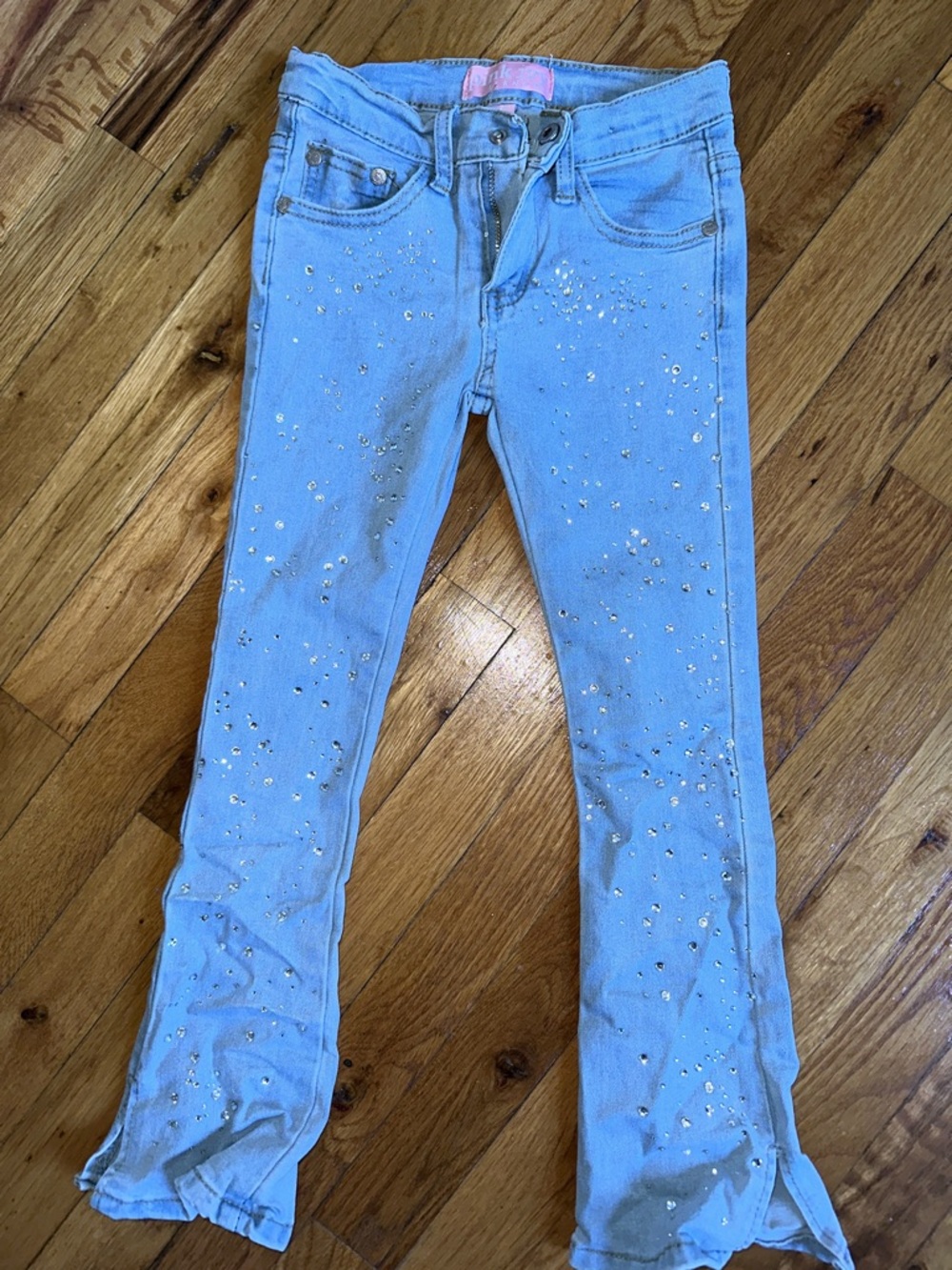 Girls Light Blue Jeweled Flare Jeans